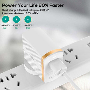 Planet Gates White / EU TOPK 18W Quick Charge 3.0 USB Charger 1-Port Travel Wall Mobile Phone Charger for Samsung Xiaomi Huawei Adapter EU US Plug