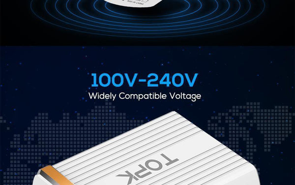 Planet Gates White / EU TOPK 18W Quick Charge 3.0 USB Charger 1-Port Travel Wall Mobile Phone Charger for Samsung Xiaomi Huawei Adapter EU US Plug