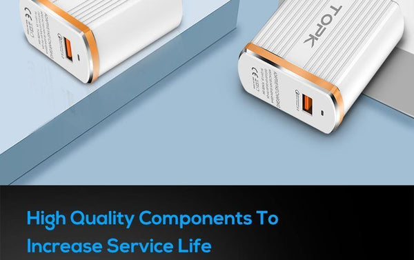 Planet Gates White / EU TOPK 18W Quick Charge 3.0 USB Charger 1-Port Travel Wall Mobile Phone Charger for Samsung Xiaomi Huawei Adapter EU US Plug
