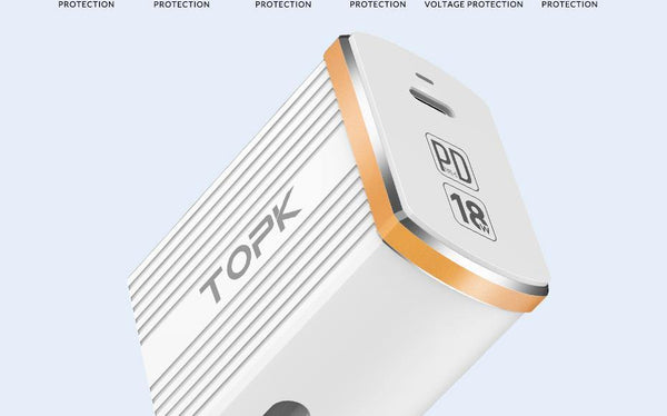 Planet Gates White / EU TOPK 18W Type C PD Fast Charging USB Charger for Samsung Galaxy S9 S8 Plus EU/UK Plug Phone Quick Charger