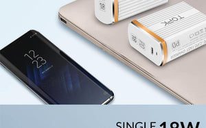 Planet Gates White / EU TOPK 18W Type C PD Fast Charging USB Charger for Samsung Galaxy S9 S8 Plus EU/UK Plug Phone Quick Charger