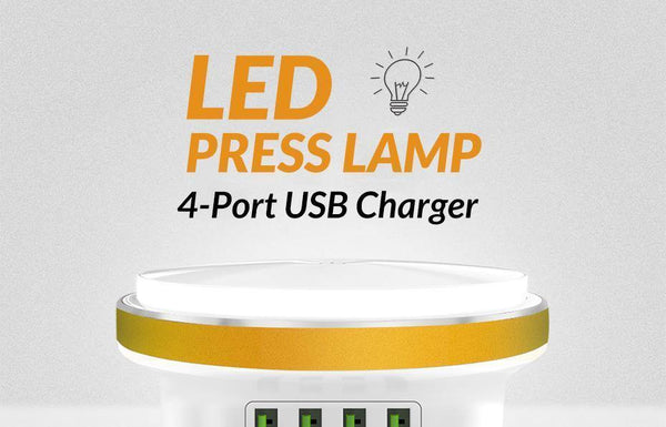 Planet Gates White / EU TOPK 22W Auto-ID 4 Port USB Charger Dimmable Smart LED Desk Lamp Desktop Charging For iPhone Samsung Xiaomi Mobile Phone Charger