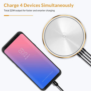 Planet Gates White / EU TOPK 22W Auto-ID 4 Port USB Charger Dimmable Smart LED Desk Lamp Desktop Charging For iPhone Samsung Xiaomi Mobile Phone Charger