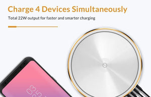 Planet Gates White / EU TOPK 22W Auto-ID 4 Port USB Charger Dimmable Smart LED Desk Lamp Desktop Charging For iPhone Samsung Xiaomi Mobile Phone Charger