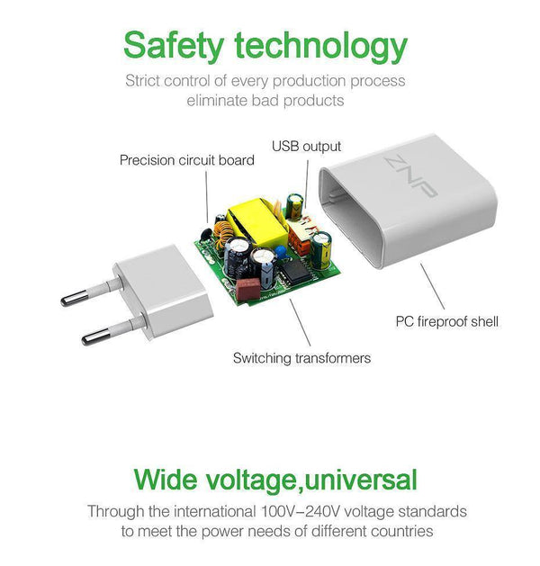 Planet Gates White / EU ZNP QC 3.0 Fast USB Charger USB Wall Universal Charger Adapter Mobile Phone Charger for iPhone 8 Tablet Charger For Samsung S8