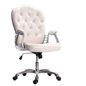 Planet Gates White European PU Leather Office Chair Executive Lift Swivel Leisure Chair