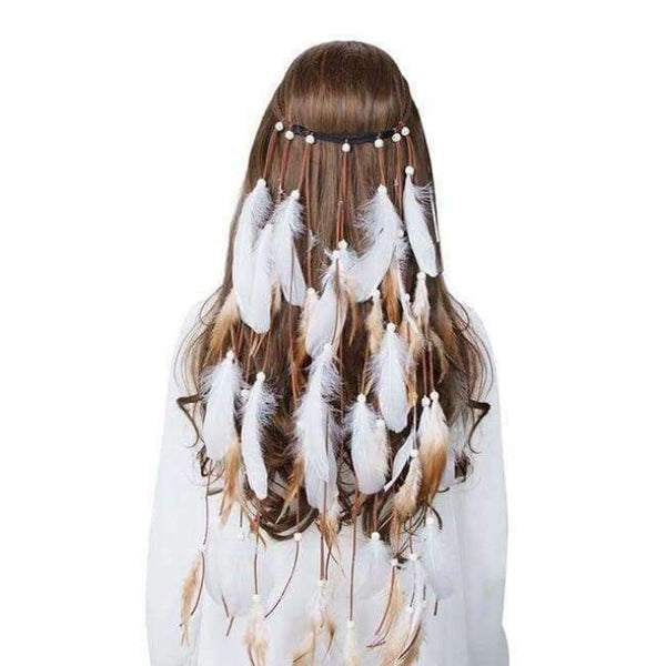 Planet Gates white Feather Headband AWAYTR Rope Crown for Women Indian Headwear Festival Hair Accessories Summer Beach Headpieces