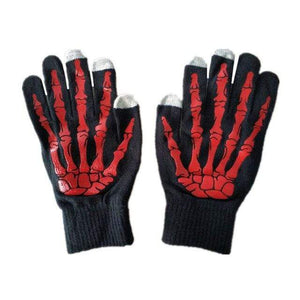 Planet Gates white fingertip / M Men's Skeleton  Touch Screen Compatible Gloves