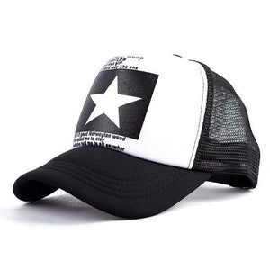 Planet Gates White Five Star Pattern Baseball Cap Women Outdoor Baseball Hat Breathable Men Women Summer Mesh Caps Snapback Gorras