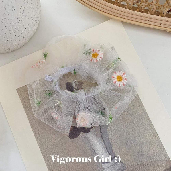 1PCS Scrunchies Hair Ring Daisy Floral Hair Ties Rope Autumn Winter Women Ponytail Hair Accessories Girls Hairbands Gifts