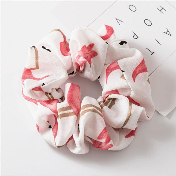 Floral Flamingo Solid Design Hairband Women Hair Accessories Hair Tie Scrunchie Ponytail Hair Holder Rope