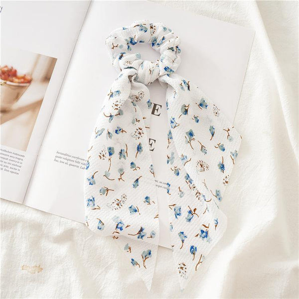 Flower Print Hair Scarf Bow Scrunchies Ponytail Headband For Women Hair Accessories Bowknot Elastic Hair Rope Hairbands