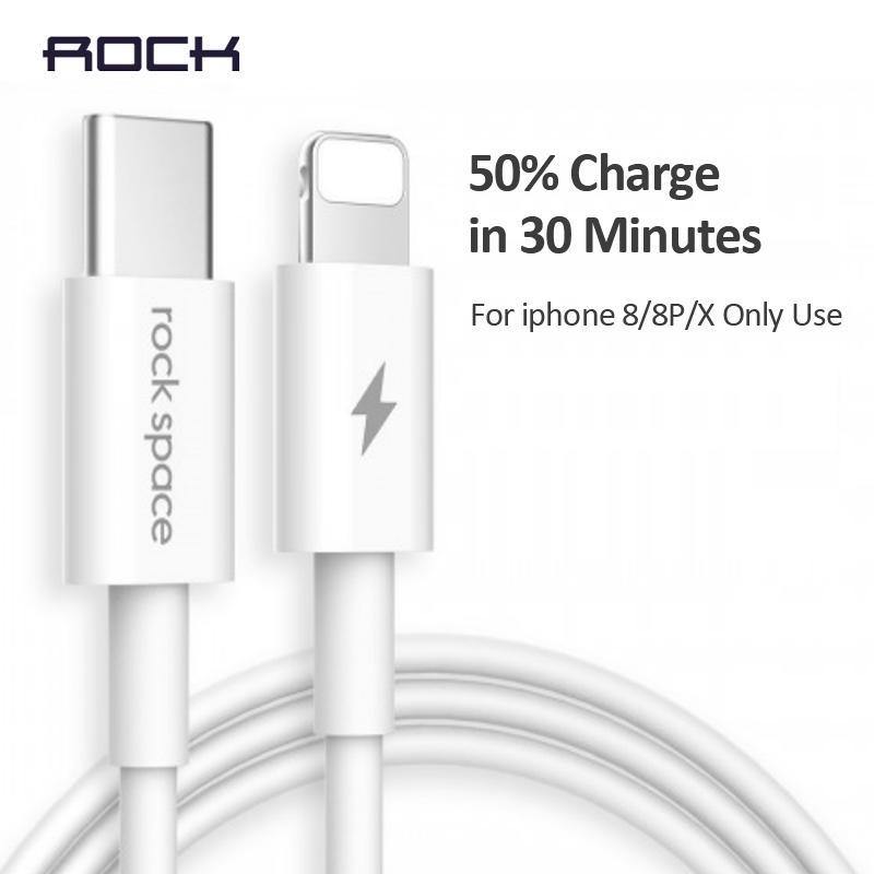 Planet Gates White  for cable / 1M ROCK USB C PD Cable Type C to 8 Pin Quick Charging Cable For iPhone X 8 8 Plus Phone Data Cable For iPhone 1M 15W Charger Cord
