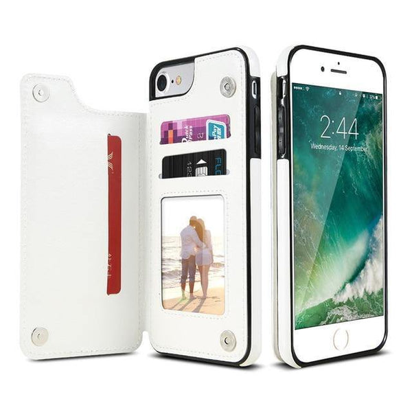 Planet Gates White / For iPhone 7 8 Retro PU Leather Case For iPhone X 6 6s 7 8 Plus XS 5S SE Multi Card Holders Phone Cases For iPhone XS Max XR 10 Cover