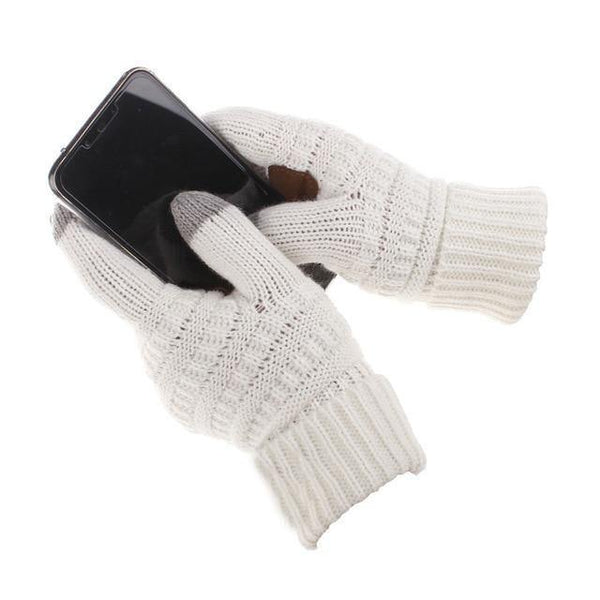 Planet Gates white / free size for adult Winter Gloves Women Fashion Knit Handschoenen Guantes Finger Touch Screen Gloves Men Mittens