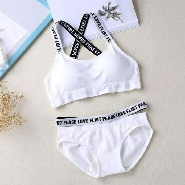 Planet Gates White / free size Lounge Underwear Comfortable Wireless Lingerie Bra Set Black and White Cotton Bras Sets