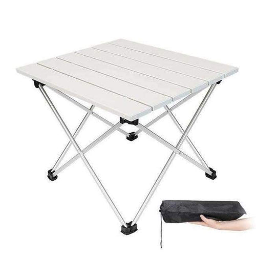 Planet Gates White Garden Outdoor Furniture Black Square Folding Tables with Pouch Camping Outdoor Tables for Camping, Hiking, Picnic, Fishing, BBQ