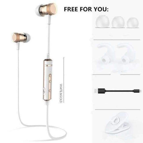 Planet Gates WHITE GOLD / China Bluetooth Earphone Sweatproof Sports Wireless Earphones With MIC Bluetooth Headphones For Phones iPhone Xiaomi