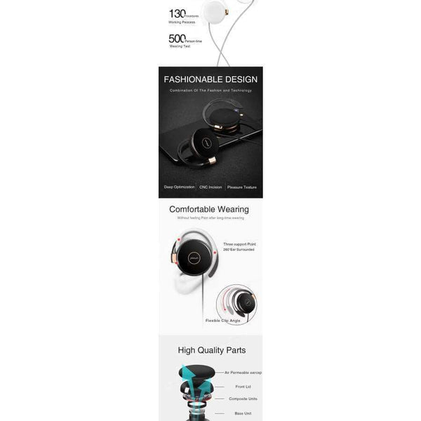 Planet Gates WHITE GOLD / China Wired Headphone with Microphone Volume Control Sport Earphones Earhook Earphone Anti-drop Off Headset for iPhone