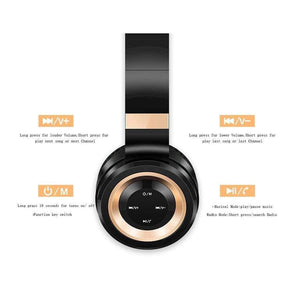 Planet Gates WHITE GOLD / China Wireless Headphones Bluetooth Headphone With Mic Support TF Card FM Radio Bass Headset For iPhone Xiaomi PC MP3