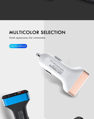 Planet Gates White-Gold H&A Dual USB Car Charger With LED Display Universal Phone Car-Charger for Samsung S8 S9 iPhone xs max 7 8 X Plus Quick Charger