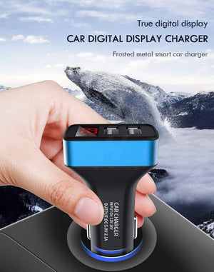 Planet Gates White-Gold H&A Dual USB Car Charger With LED Display Universal Phone Car-Charger for Samsung S8 S9 iPhone xs max 7 8 X Plus Quick Charger