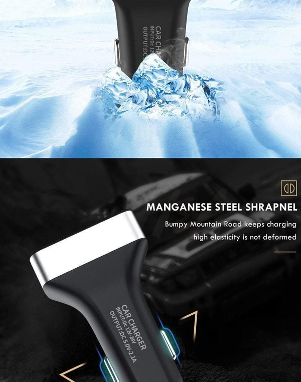 Planet Gates White-Gold H&A Dual USB Car Charger With LED Display Universal Phone Car-Charger for Samsung S8 S9 iPhone xs max 7 8 X Plus Quick Charger