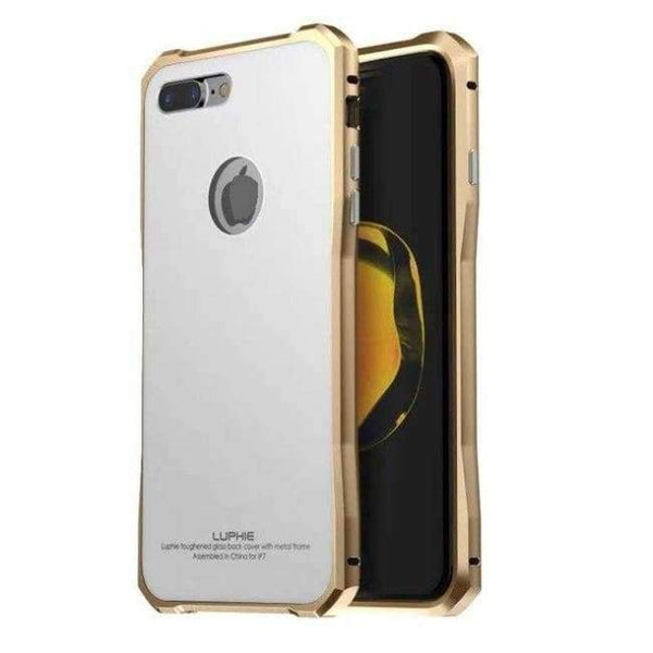 Planet Gates white golden / for iphone 7 iPhone 7 Case  Luxury Aluminum Metal Frame + Tempered Backplane Back Cover For iPhone 7plus Phone Case JS0021