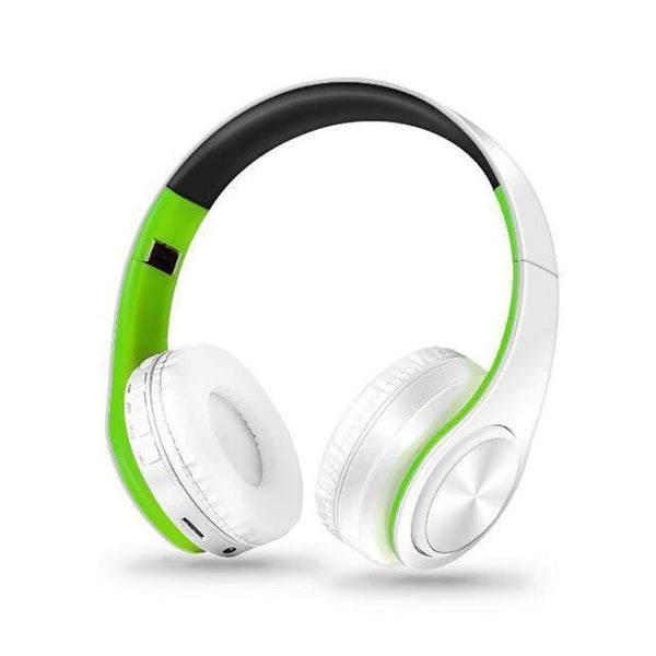 Planet Gates white green / China Wireless Headphones Bluetooth Stereo Foldable Headset Audio Mp3 Adjustable Earphones with Mic for Music