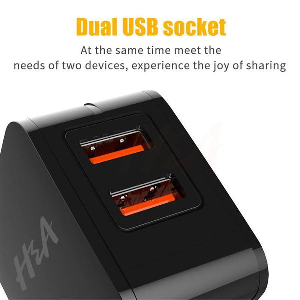 Planet Gates White H&A Universal EU Plug USB Charger 2 Port LED Display Phone Charger For iPhone Travel Wall Portable Smart Charger For Samsung S9