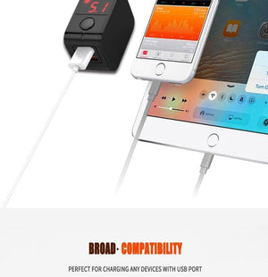 Planet Gates White H&A Universal EU Plug USB Charger 2 Port LED Display Phone Charger For iPhone Travel Wall Portable Smart Charger For Samsung S9