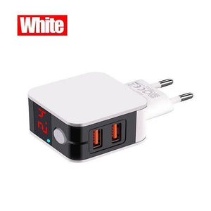 H&A Universal EU Plug USB Charger 2 Port LED Display Phone Charger For iPhone Travel Wall Portable Smart Charger For Samsung S9 - Planet Gates
