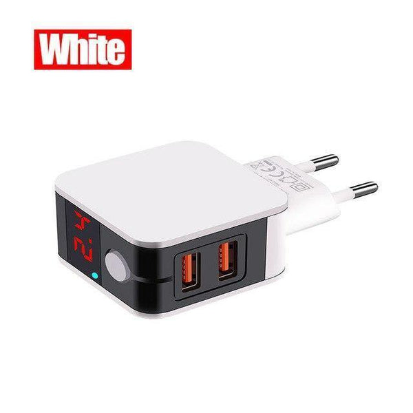 H&A Universal EU Plug USB Charger 2 Port LED Display Phone Charger For iPhone Travel Wall Portable Smart Charger For Samsung S9 - Planet Gates
