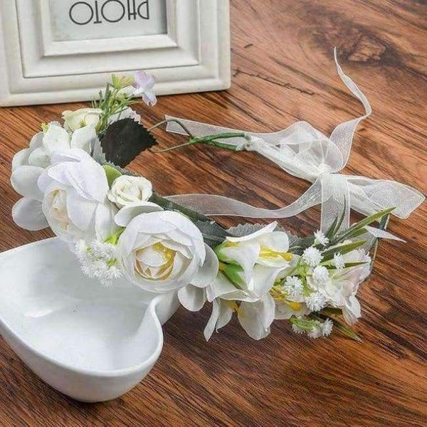 Planet Gates White Haimeikang Lady Girl Boho Hair Accessories Wreath Floral  Crown Adjustable Purple  Wreath Crown Beach Vacation Headband