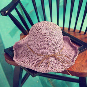 Handmade Weave Raffia Sun Hats For Women Black Ribbon Lace Up Large Brim Straw Hat Outdoor Beach Summer Caps Chapeu Feminino