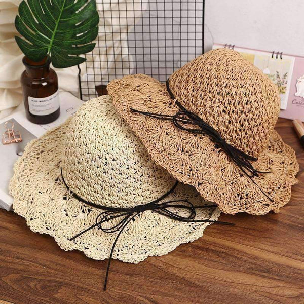 Planet Gates White Handmade Weave Raffia Sun Hats For Women Black Ribbon Lace Up Large Brim Straw Hat Outdoor Beach Summer Caps Chapeu Feminino