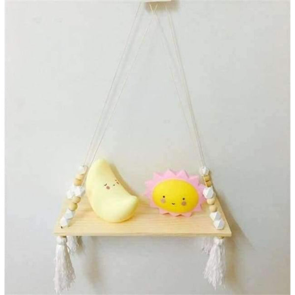 Planet Gates white have Tassel Bedroom wall shelves DIY Original Wood Beads Wall Shelf Storage Shelves Organization swing shelves Home Decor
