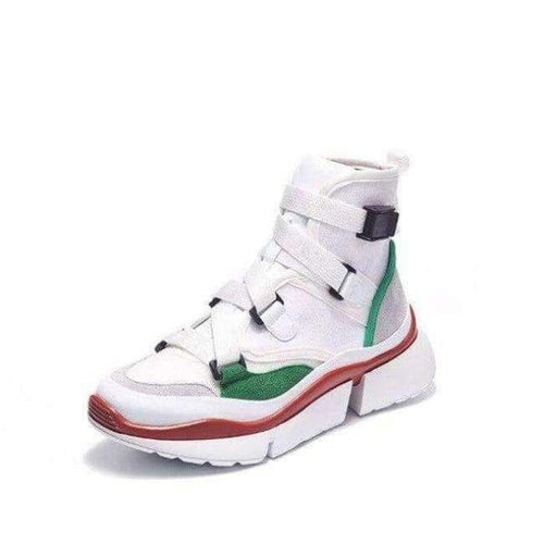 Planet Gates white high / 4 2018 fashion sneakers New Fashion Genuine Leather+Canvas Clunky Women Vulcanize Shoes Female Platform Breathable shoes woman