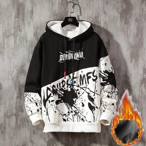 Planet Gates White Hoodie Men / Asian-M Oversized Mens Hoodies Men  Winter Patchwork Sweatshirt Hip Hop Japanese Streetwear Harajuku White Hoodie Men