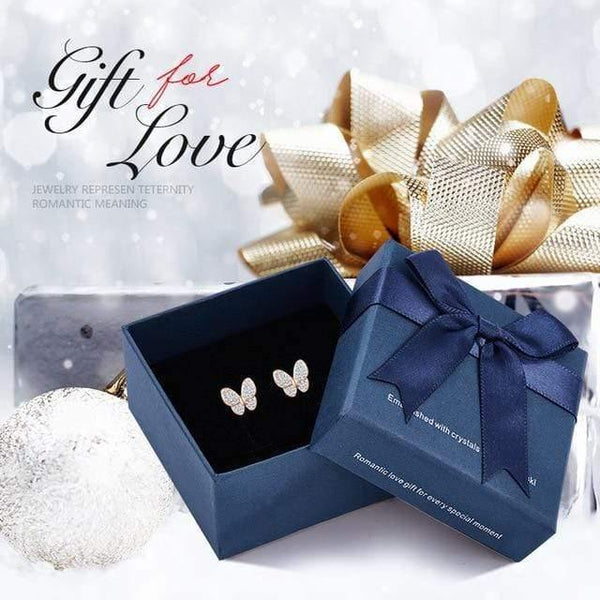 Planet Gates White in box Fashion Jewelry Women Earrings Shining Black Crystal Gold Plated Butterfly Insect Earrings Stud