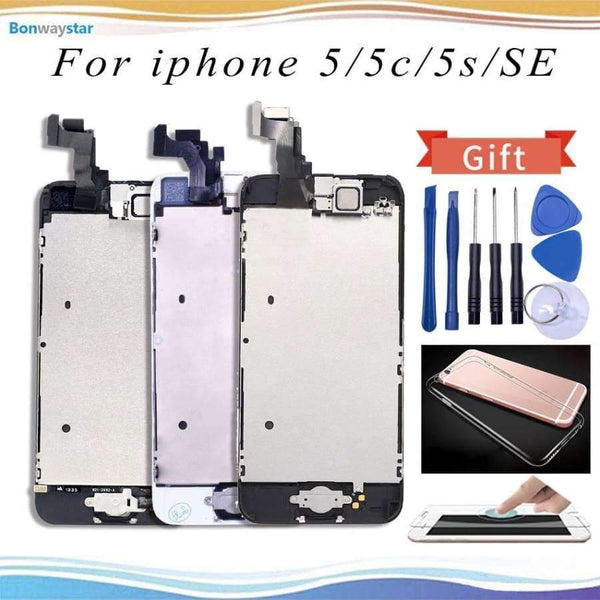 Planet Gates White ip5 add gifts LCD Display for iPhone5s 5 Touch Screen Digitizer Replacement with Home Button Front Camera for 5C SE Complete LCD