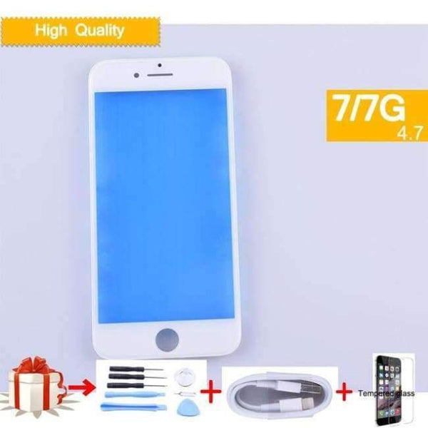 Planet Gates White iPhone 7 7g Touch Screen Digitizer GLASS Lens panel Front LCD panel with frame bezel for iphone 7 External LCD glass tools