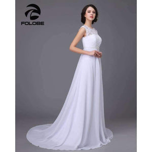 Planet Gates White/Ivory Beading Lace Vestidos De Noiva Chiffion Backless Beach A-line Wedding Dresses Robe De Marriage Bridal Gowns