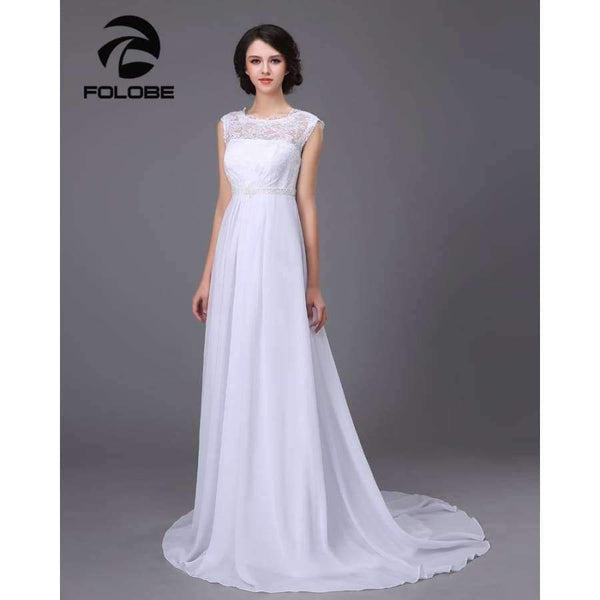 Planet Gates White/Ivory Beading Lace Vestidos De Noiva Chiffion Backless Beach A-line Wedding Dresses Robe De Marriage Bridal Gowns