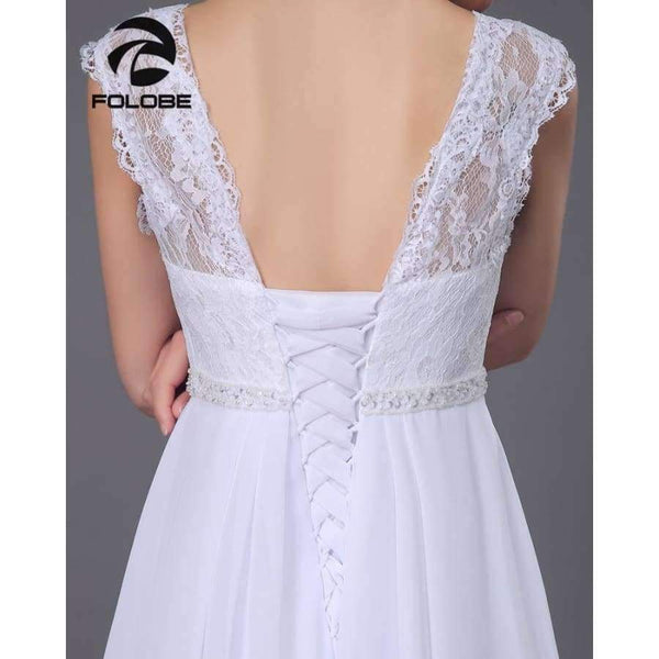 Planet Gates White/Ivory Beading Lace Vestidos De Noiva Chiffion Backless Beach A-line Wedding Dresses Robe De Marriage Bridal Gowns