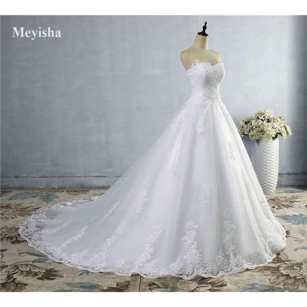 Planet Gates White Ivory Gown Tulle Sweetheart Wedding Dress Real Photo Court Train for bride Dresses plus size High Quality