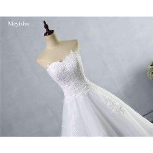 Planet Gates White Ivory Gown Tulle Sweetheart Wedding Dress Real Photo Court Train for bride Dresses plus size High Quality