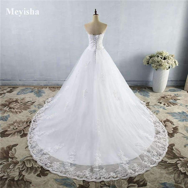 Planet Gates White Ivory Gown Tulle Sweetheart Wedding Dress Real Photo Court Train for bride Dresses plus size High Quality