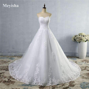 Planet Gates White Ivory Gown Tulle Sweetheart Wedding Dress Real Photo Court Train for bride Dresses plus size High Quality