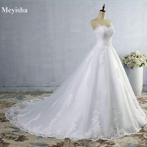 Planet Gates White Ivory Gown Tulle Sweetheart Wedding Dress Real Photo Court Train for bride Dresses plus size High Quality